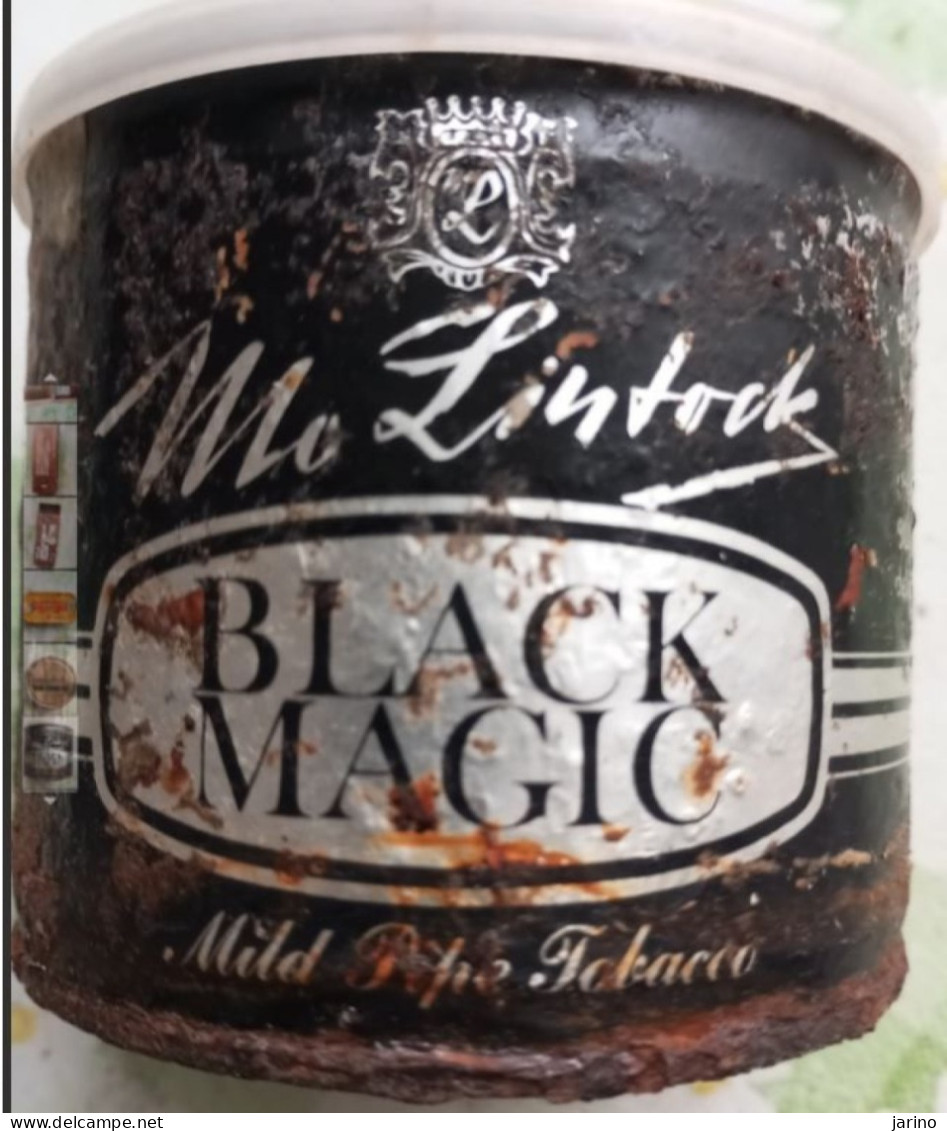 Ancient Empty Metal Tobacco Box Mc Lintock BLACK MAGIC, Mild Pipe Tobacco, Average 8,5 Cm - Tabaksdozen (leeg)