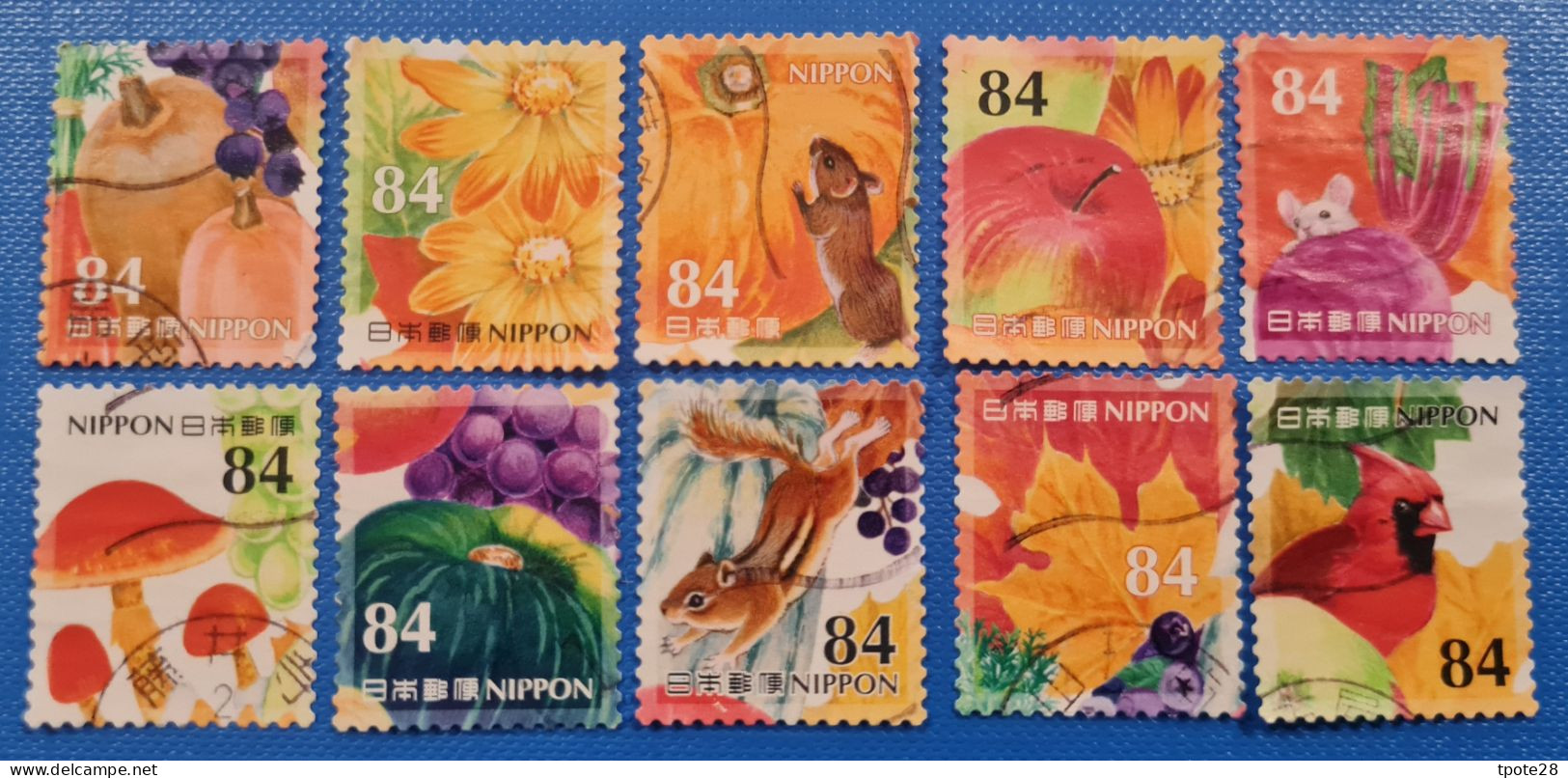 Japon 2019 9451 9460  Champignonpomme Souris Oiseau Cardinal Citrouille Photo Non Contractuelle - Used Stamps