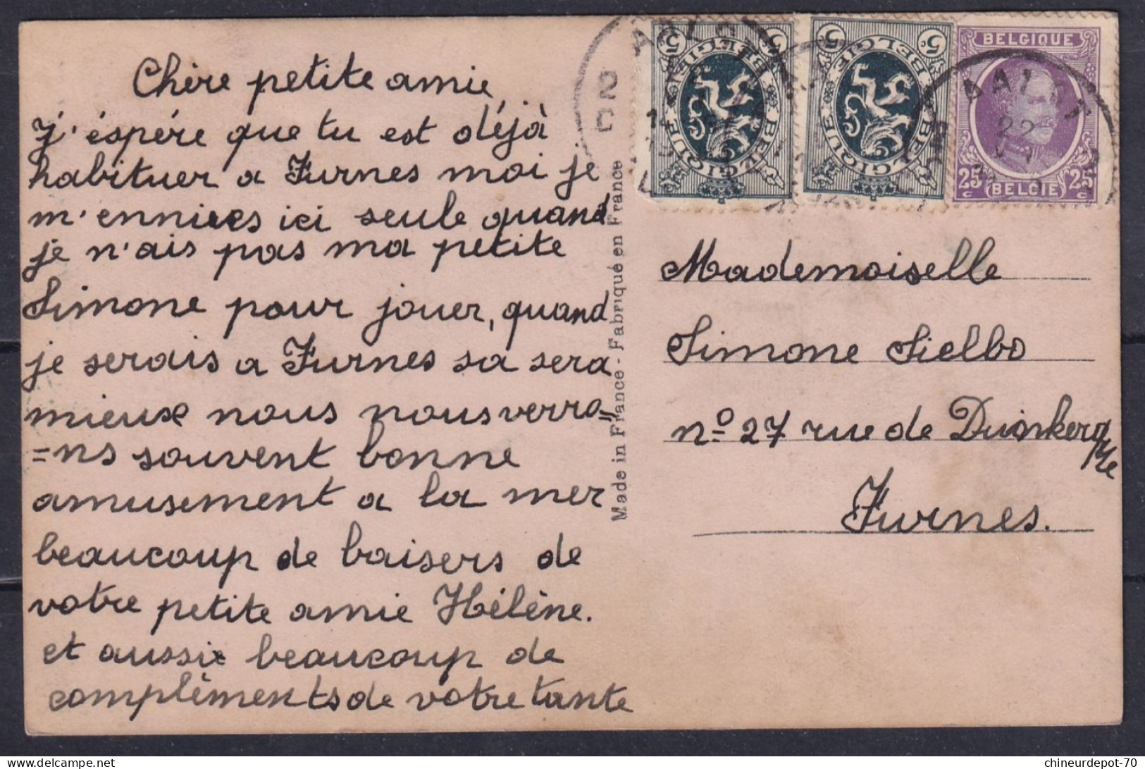 Lion Héraldique AALST ALOST 2c ENFANT LEO PARIS 1230 - 1929-1937 Heraldischer Löwe