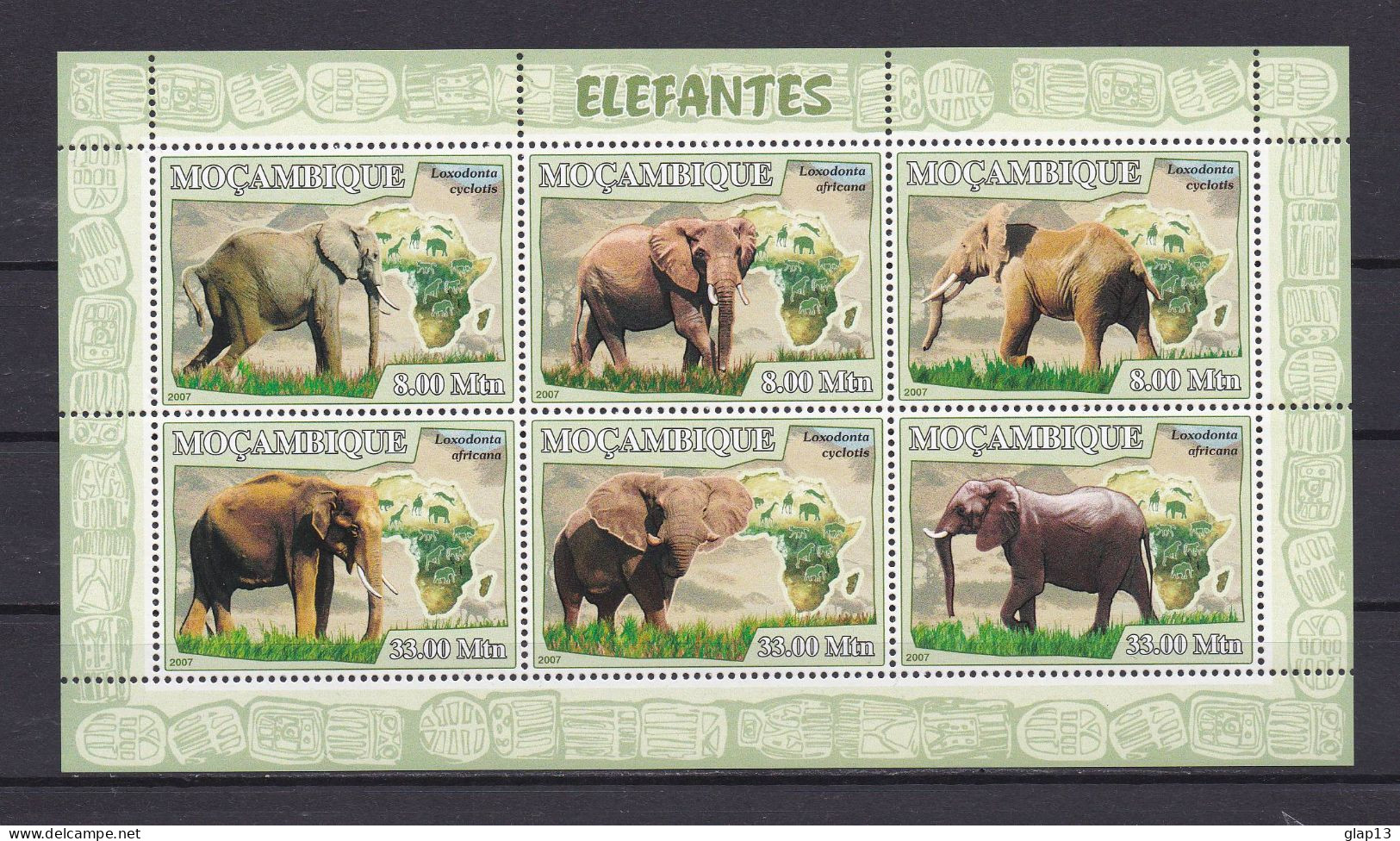 MOZAMBIQUE 2007 TIMBRE N°2408/13 NEUF** ELEPHANTS - Mozambique