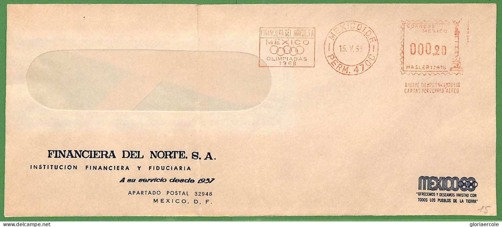 ZA1905 - MEXICO - POSTAL HISTORY - 1968  OLYMPIC Red Mechanical Postmark - Sommer 1968: Mexico