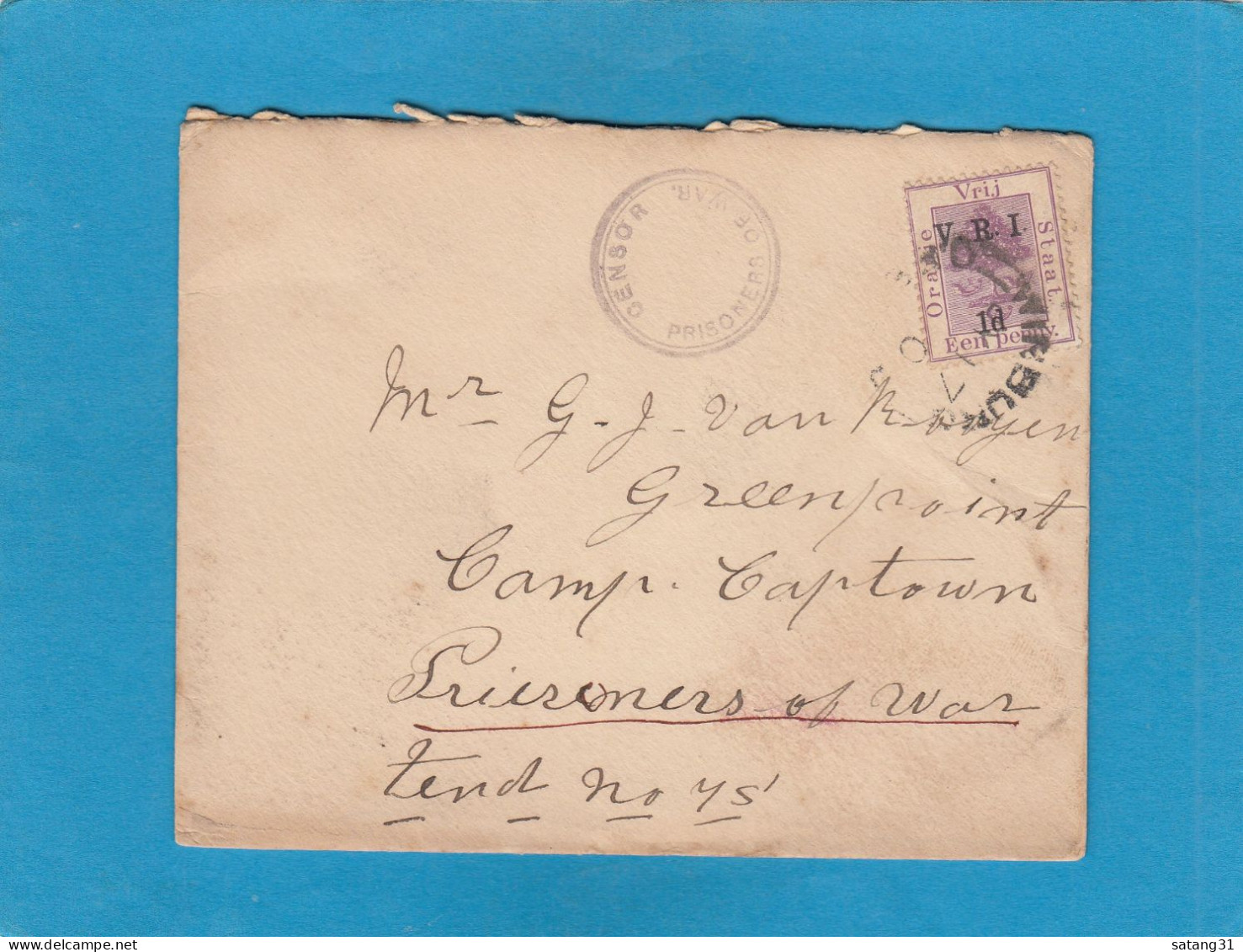 LETTRE DE WINBURG POUR GREENPOINT,CAMP DE PRISONNIERS DE GUERRE,1900.CACHET DE CENSURE. - Stato Libero Dell'Orange (1868-1909)