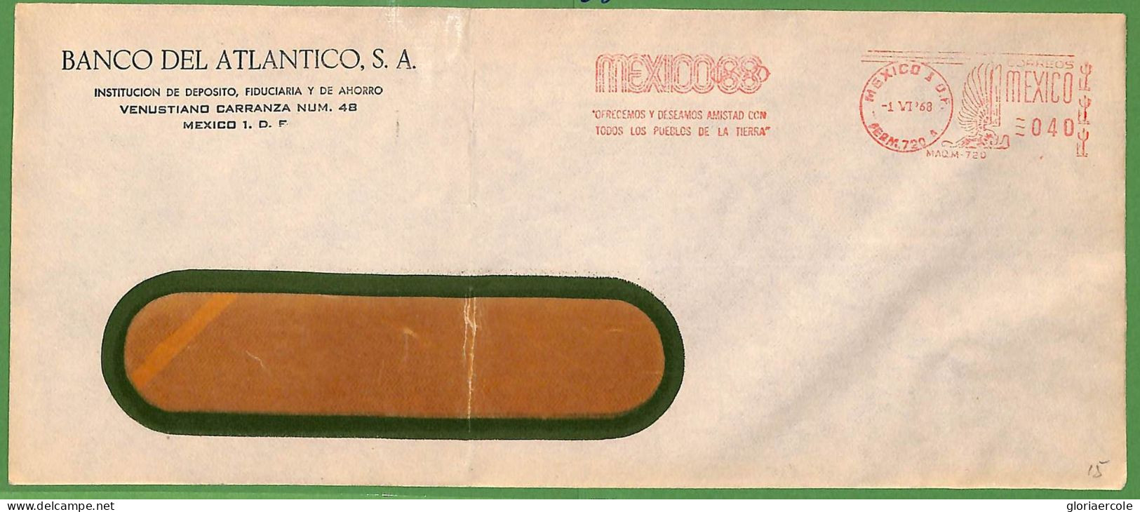 ZA1906 - MEXICO - POSTAL HISTORY - 1968  OLYMPIC Red Mechanical Postmark - Summer 1968: Mexico City