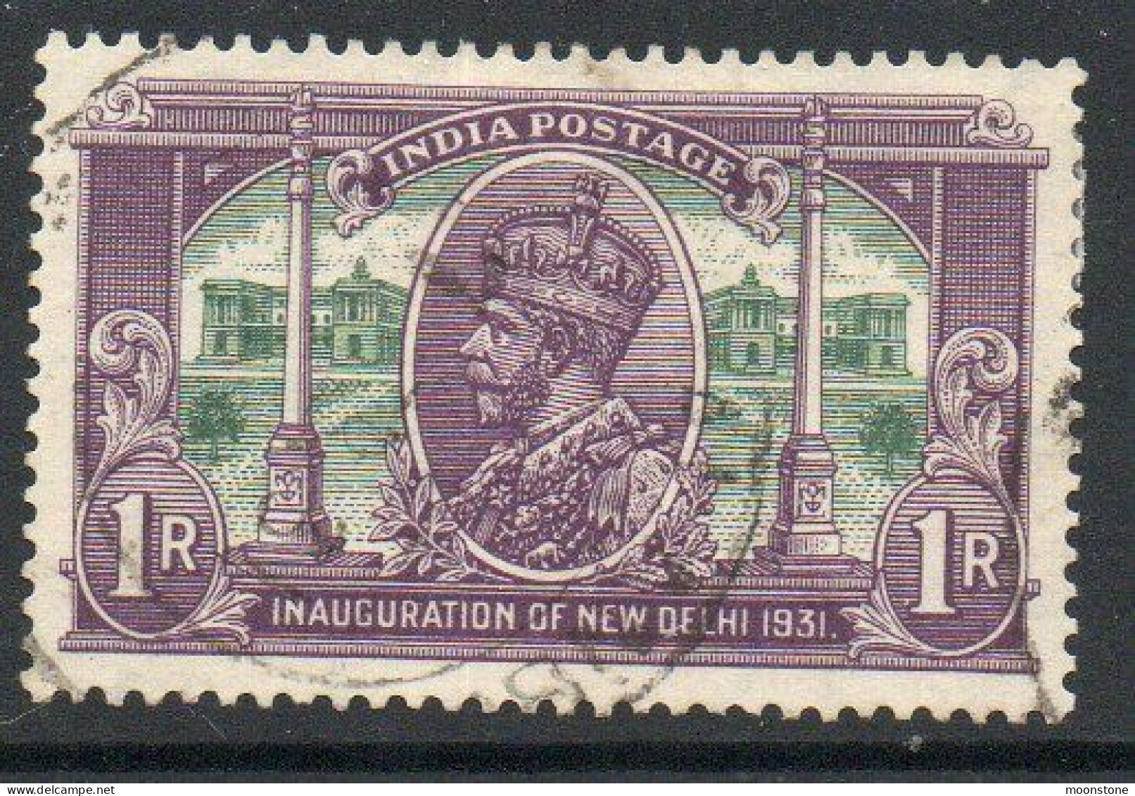 India 1931 GV Inauguration Of New Delhi 1 Rupee Value, Wmk. Multiple Star, Used, SG 231 (E) - 1911-35 King George V