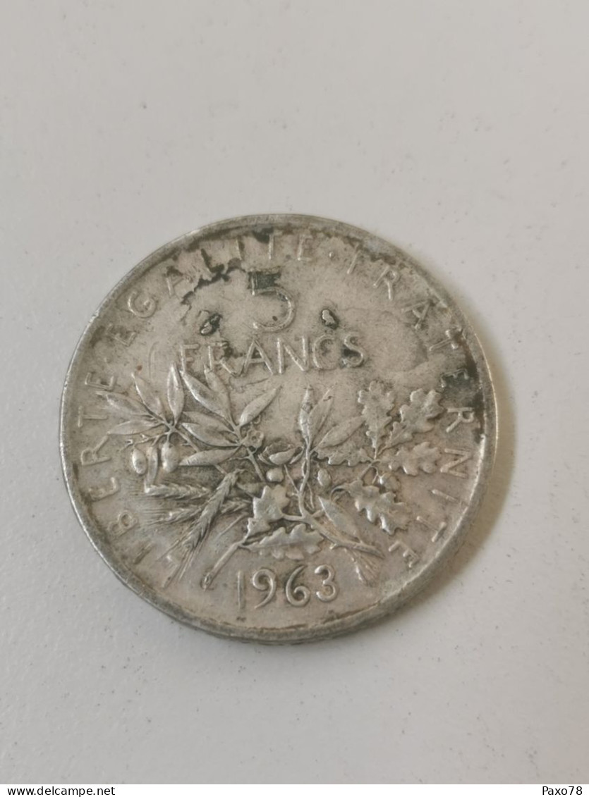 France, 5 Francs Semeuse, Argent 1963 - 5 Francs