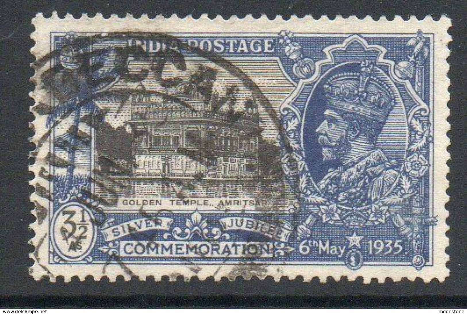 India 1935 GV Silver Jubilee 3½ Annas Value, Wmk. Multiple Star, Used, SG 245 (E) - 1911-35 Roi Georges V