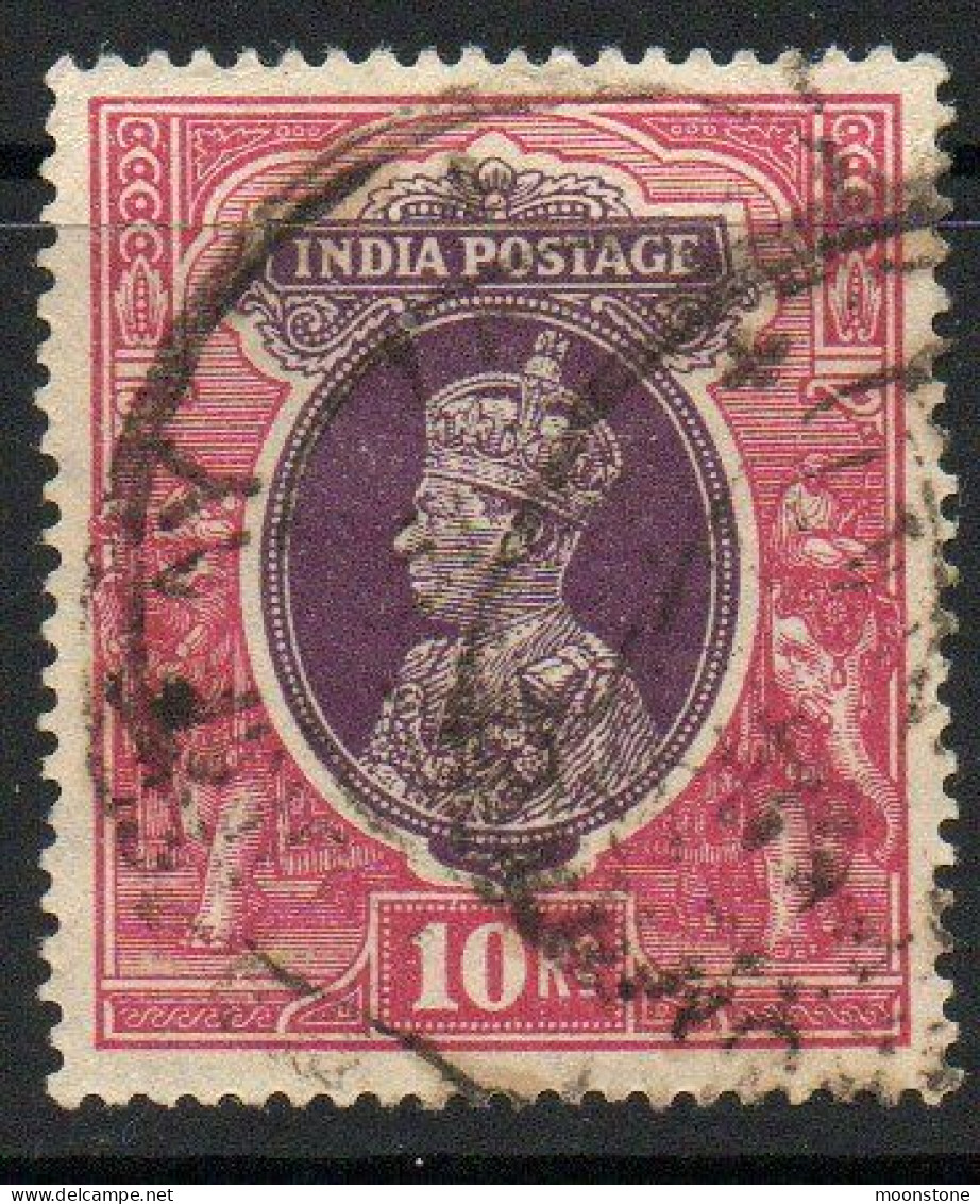 India 1937/40 GVI Definitives 10 Rupees Purple & Claret, Wmk. Multiple Star, Used, SG 262 (E) - 1936-47 King George VI