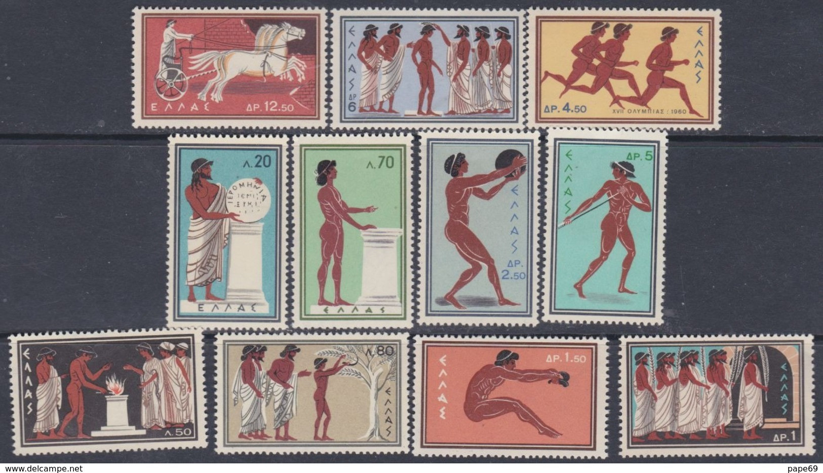 Grèce N° 713 / 23 XX Jeux Olympiques De Rome, La Série Des 11 Valeurs Sans Charnière, TB - Unused Stamps