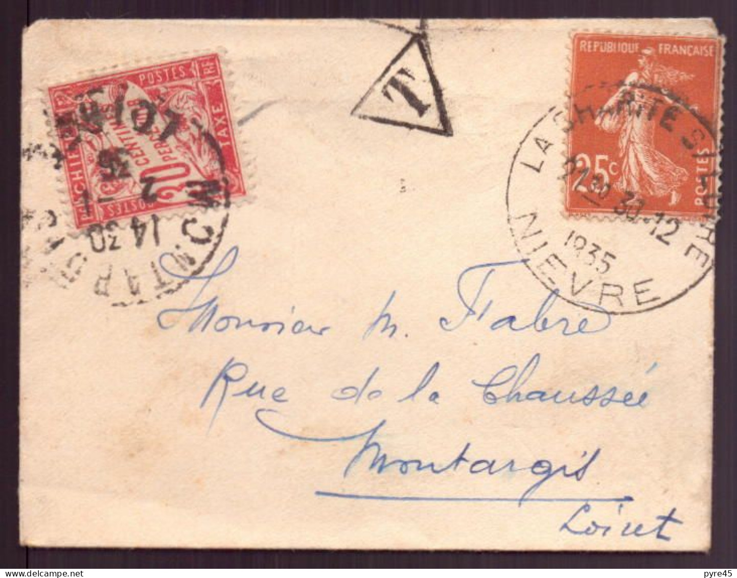 France, Enveloppe Taxée De 1935 De La Charité-sur-Loire Pour Montargis - Altri & Non Classificati