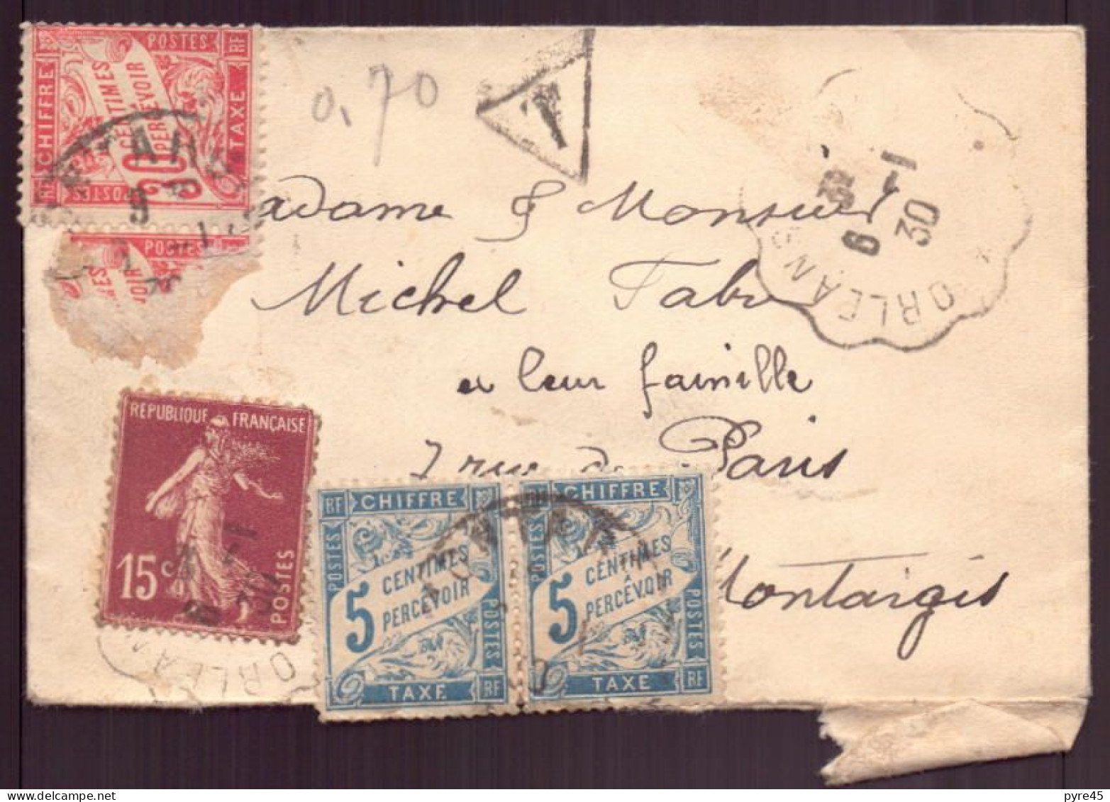France, Enveloppe Taxée Du 6 Janvier 1930 De Orléans Pour Montargis - Other & Unclassified