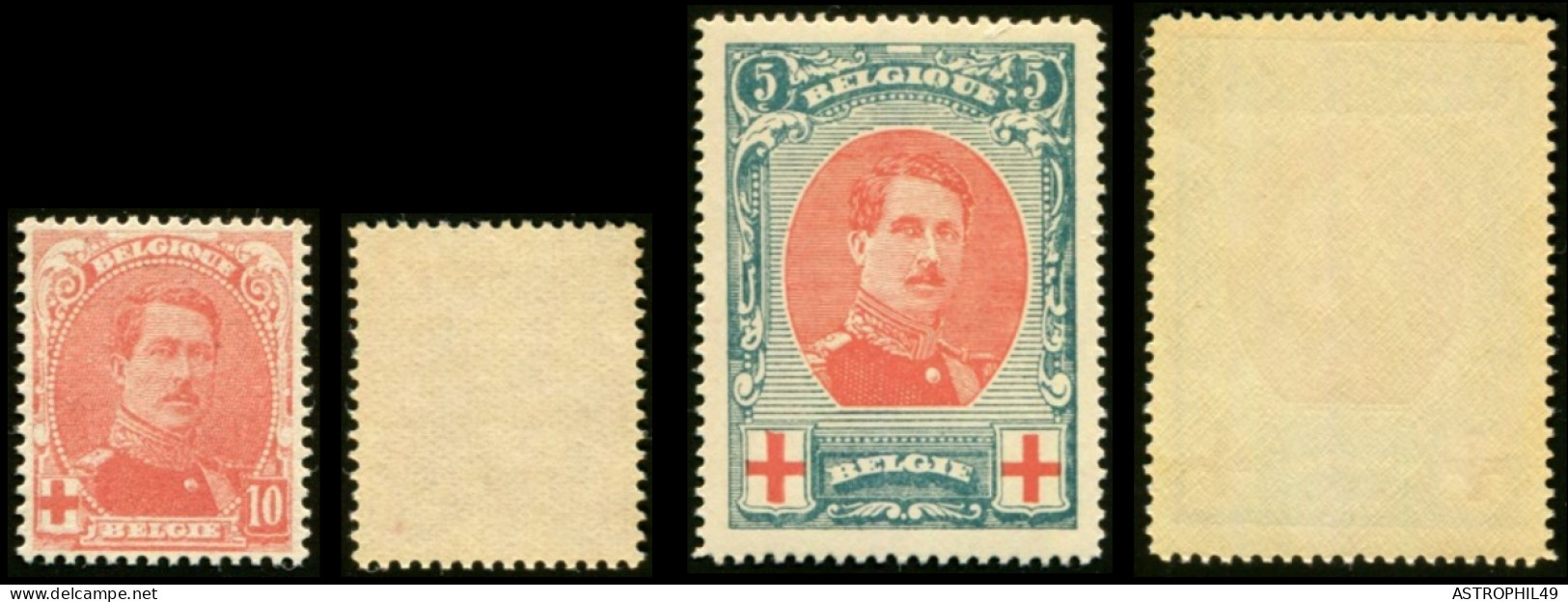 12914130 BE Roi Albert I, Croix Rouge, Cob130 + 132 - 1914-1915 Rotes Kreuz