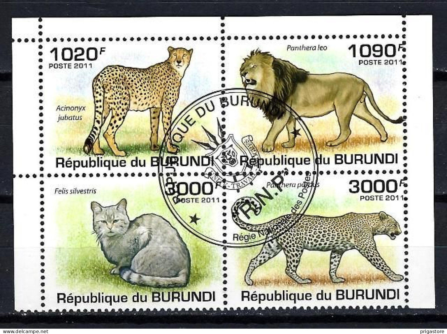 Burundi 2011 Animaux Félins (147) Yvert N° Timbres Du Bloc 148 Oblitérés Used - Usati