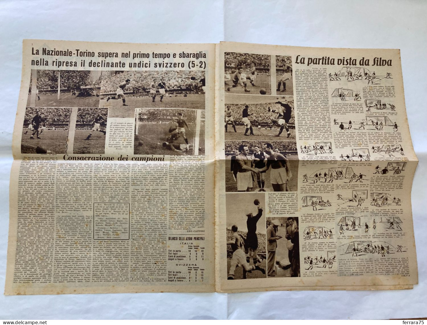 IL CALCIO ILLUSTRATO LA NAZIONALE- ITALIA-SVIZZERA N.18 1947. - Deportes