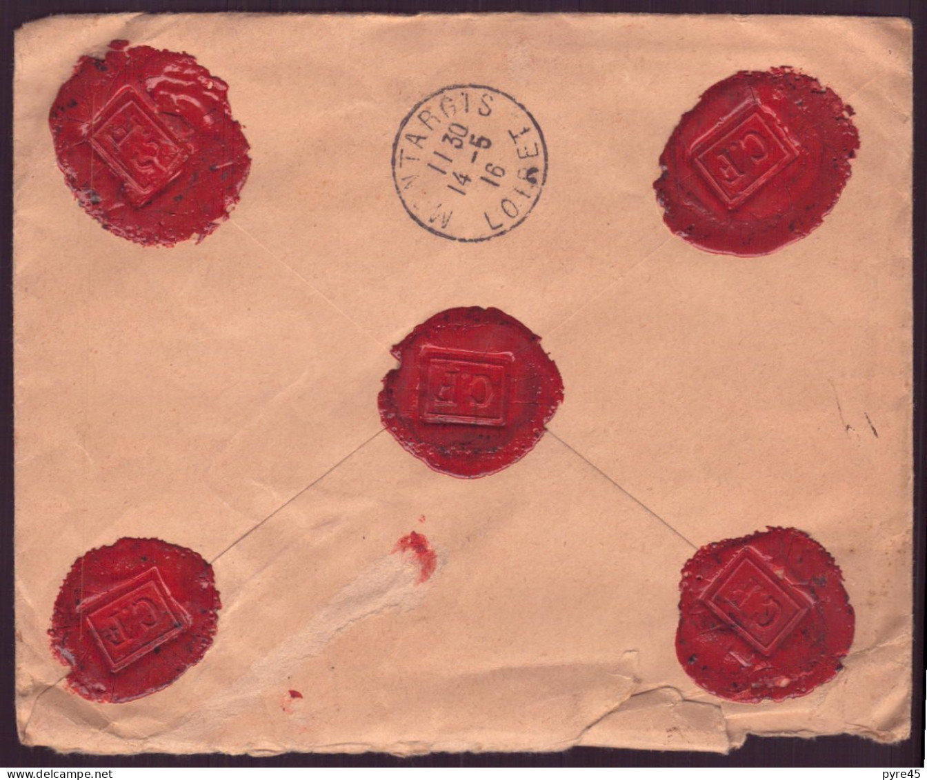 France, Enveloppe Recommandée, Chargée Du 13 Mai 1918 Pour Montargis ( Côte 9.80€ ) - Other & Unclassified