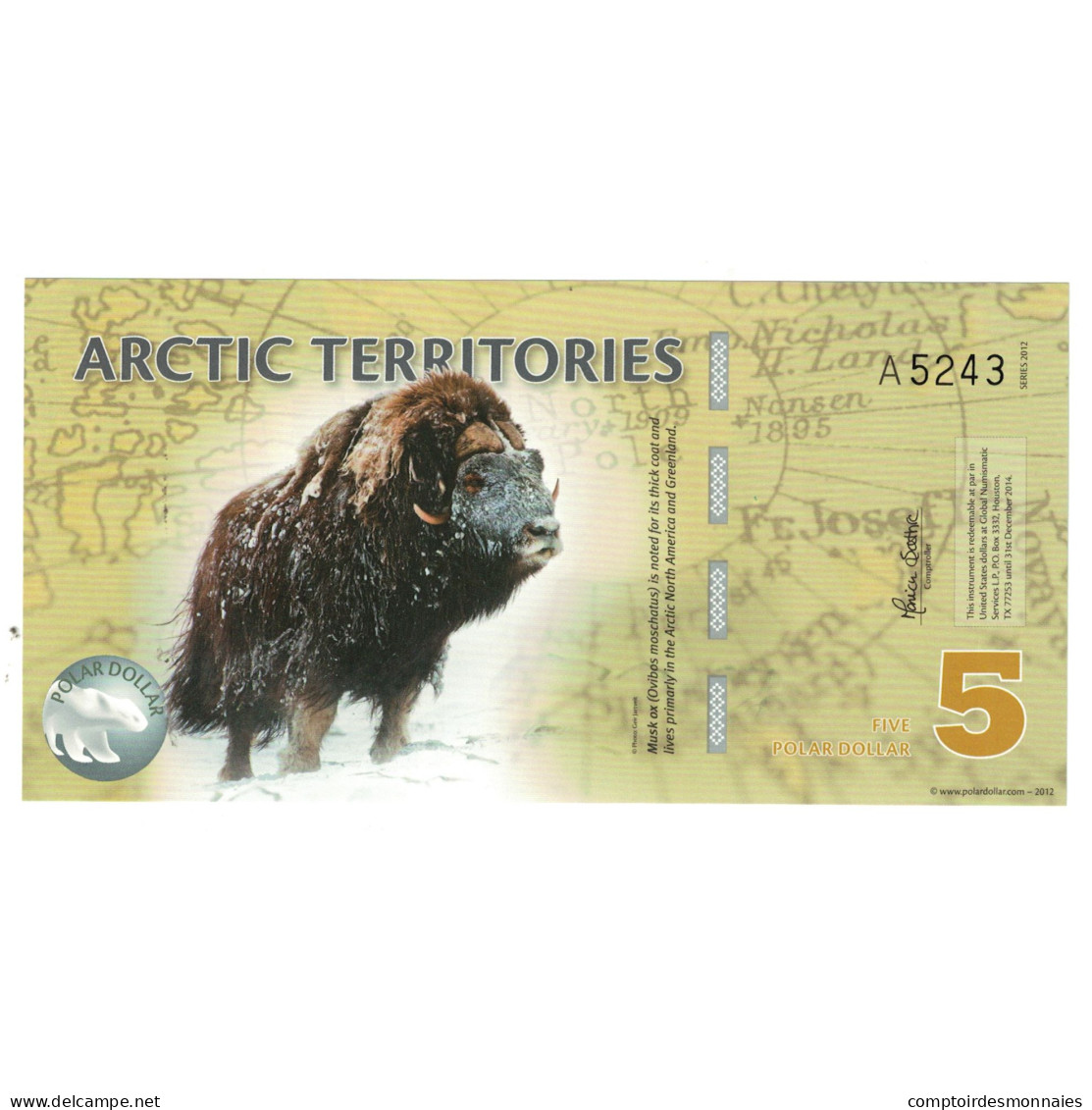 Billet, États-Unis, Dollar, 2012, 5 DOLLAR ARTIC TERRITORIES, NEUF - Zu Identifizieren