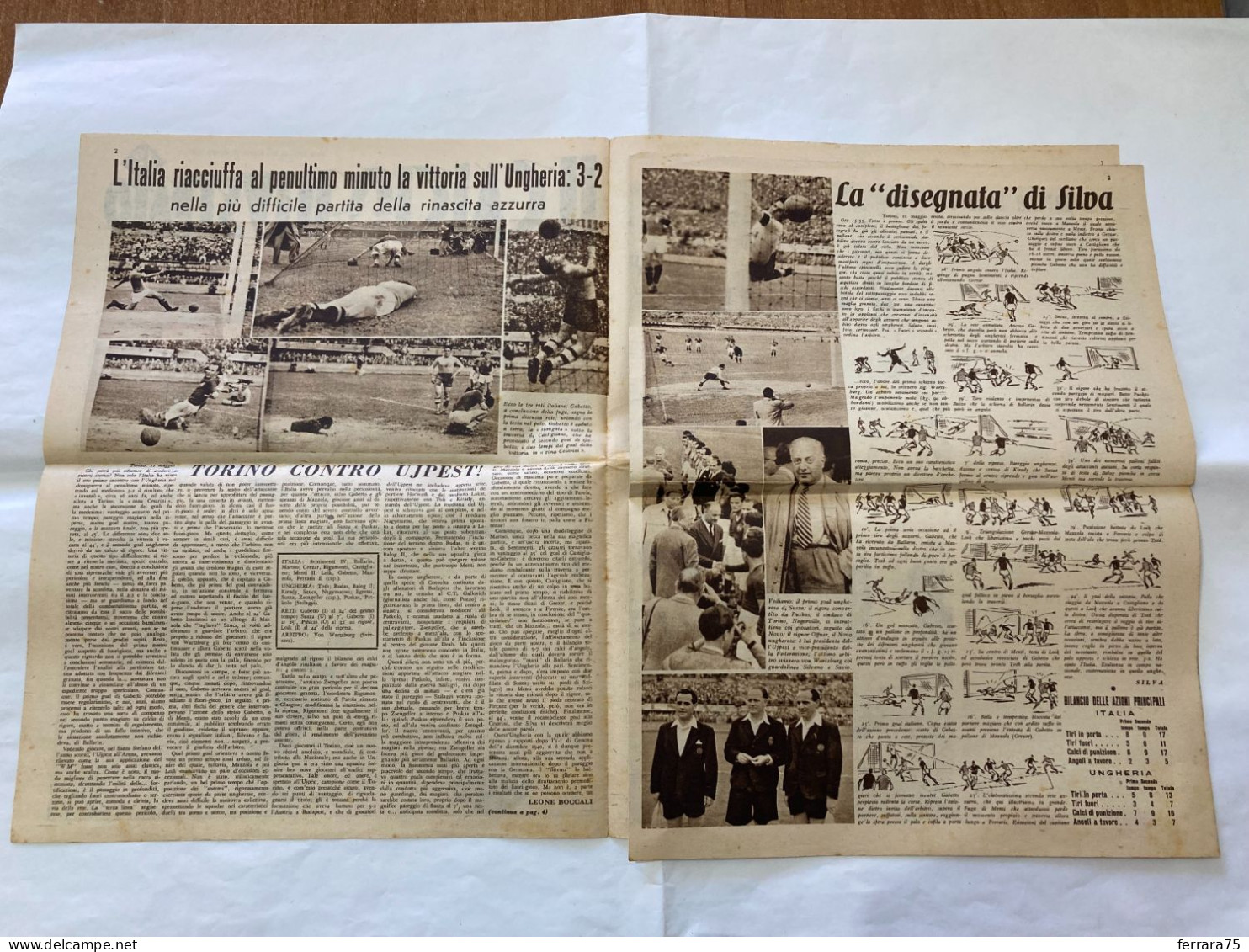 IL CALCIO ILLUSTRATO LA NAZIONALE- ITALIA-UNGHERIA N.20 1947. - Sport