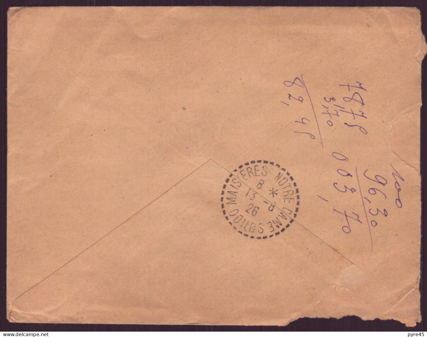 France, Enveloppe Du 11 Août 1926 De Lorris Pour Cléron ( Côte 4.40€ ) - Sonstige & Ohne Zuordnung