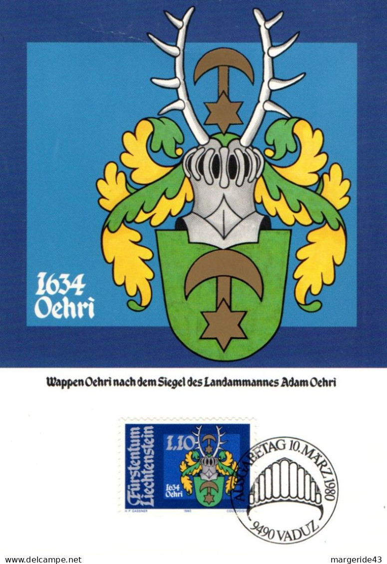 LIECHTENSTEIN CARTES MAXIMUM 1980 BLASONS DES CANTONS - Sonstige & Ohne Zuordnung