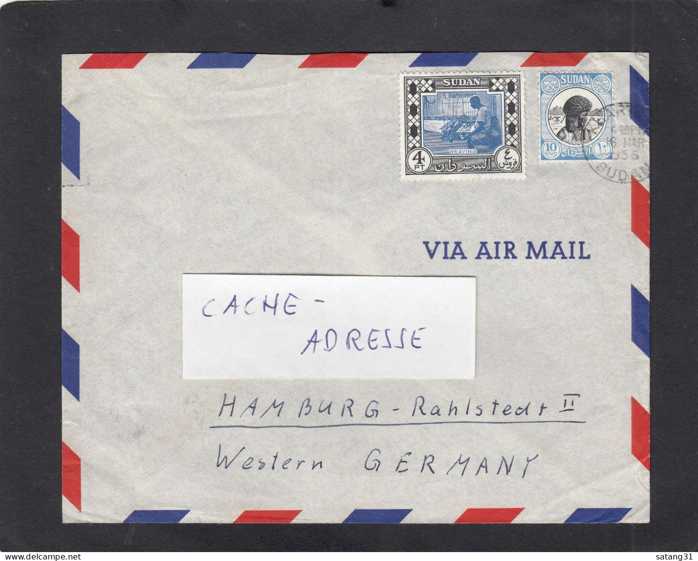 LETTRE PAR AVION DE KHARTOUM POUR HAMBOURG,1956. - Soudan (1954-...)