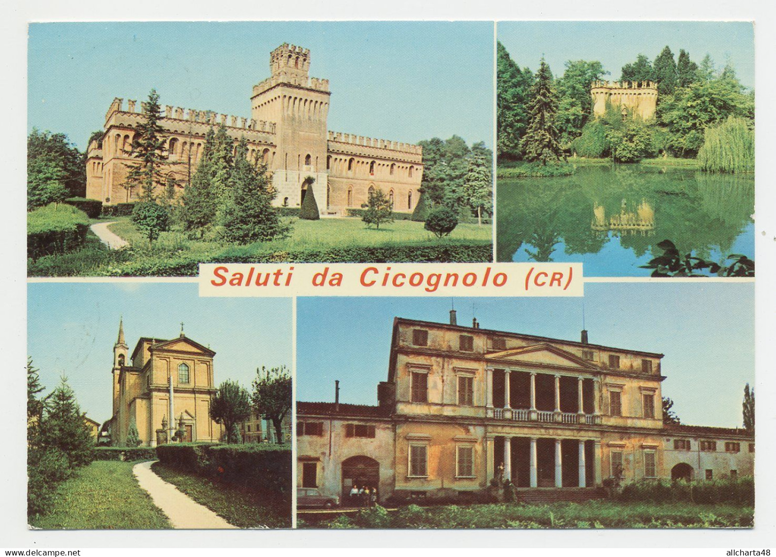 D6464] SALUTI DA CICOGNOLO Cremona VEDUTINE Cartolina Viaggiata 1963 - Cremona