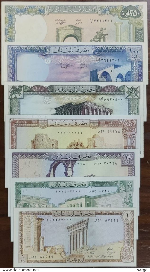 LEBANON - 7 BANKONOTES -  P 6 1 - P 67  (1980 - 1988) - UNC - BANKNOTES - PAPER MONEY - - Libano