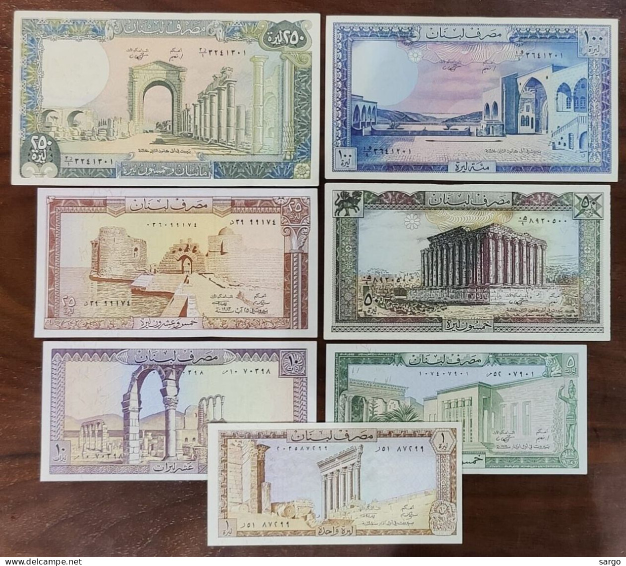 LEBANON - 7 BANKONOTES -  P 6 1 - P 67  (1980 - 1988) - UNC - BANKNOTES - PAPER MONEY - - Liban