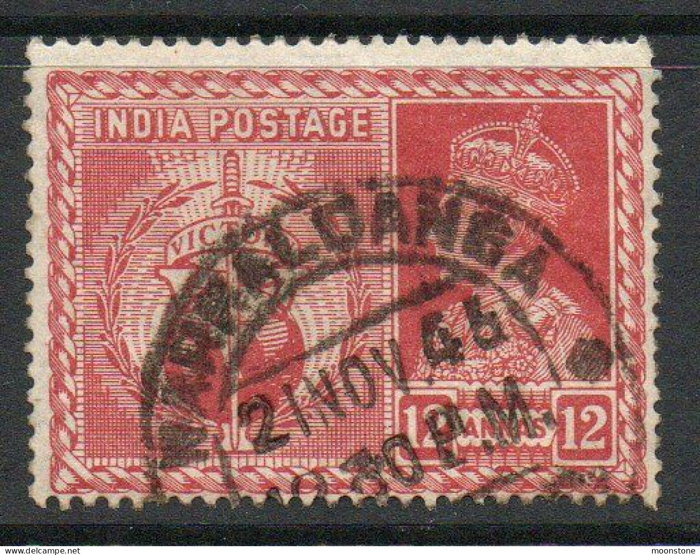 India 1946 GVI Victory 12 Annas Claret, Wmk. Multiple Star, Used, SG 281 (E) - 1936-47  George VI