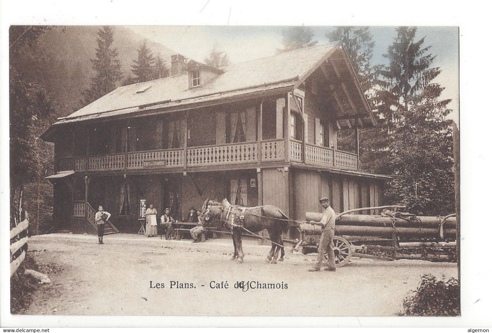 32082 - Les Plans Café Du Chamois Transport De Longs Bois, Attelage De 2 Chevaux - Bex