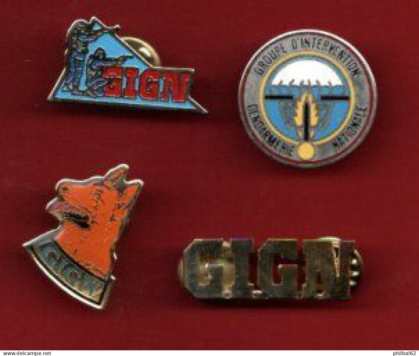 Lot De 4 Pin's GIGN, Groupe D'intervention De La Gendarmerie Nationale. - Police