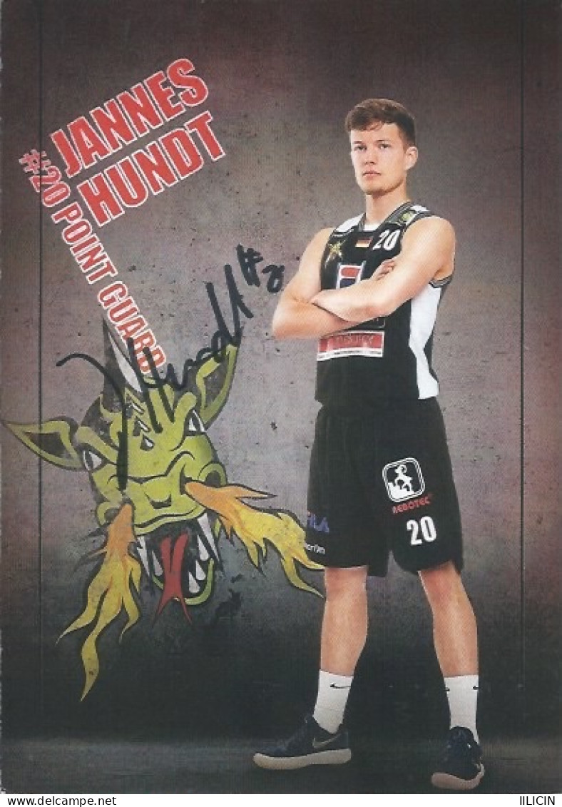 Trading Cards KK000631 - Basketball Germany Artland Dragons Quakenbrück 10.5cm X 15cm HANDWRITTEN SIGNED: Jannes Hundt - Kleding, Souvenirs & Andere