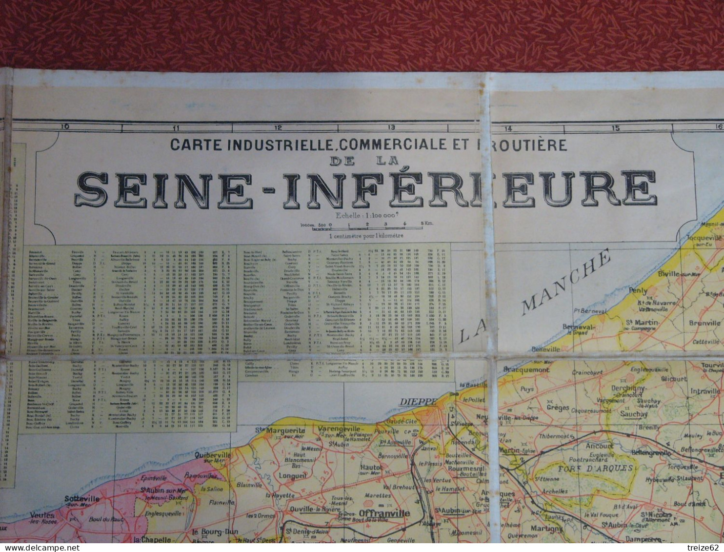 1911 Grande Carte Toilée Industrielle Commerciale Et Routière SEINE INFERIEURE Maritime Rouen Le Havre Dieppe Etretat - Roadmaps