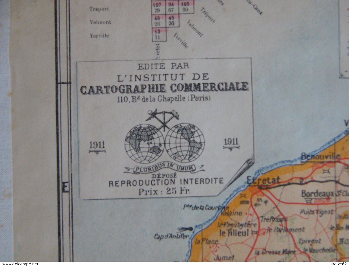 1911 Grande Carte Toilée Industrielle Commerciale Et Routière SEINE INFERIEURE Maritime Rouen Le Havre Dieppe Etretat - Cartes Routières