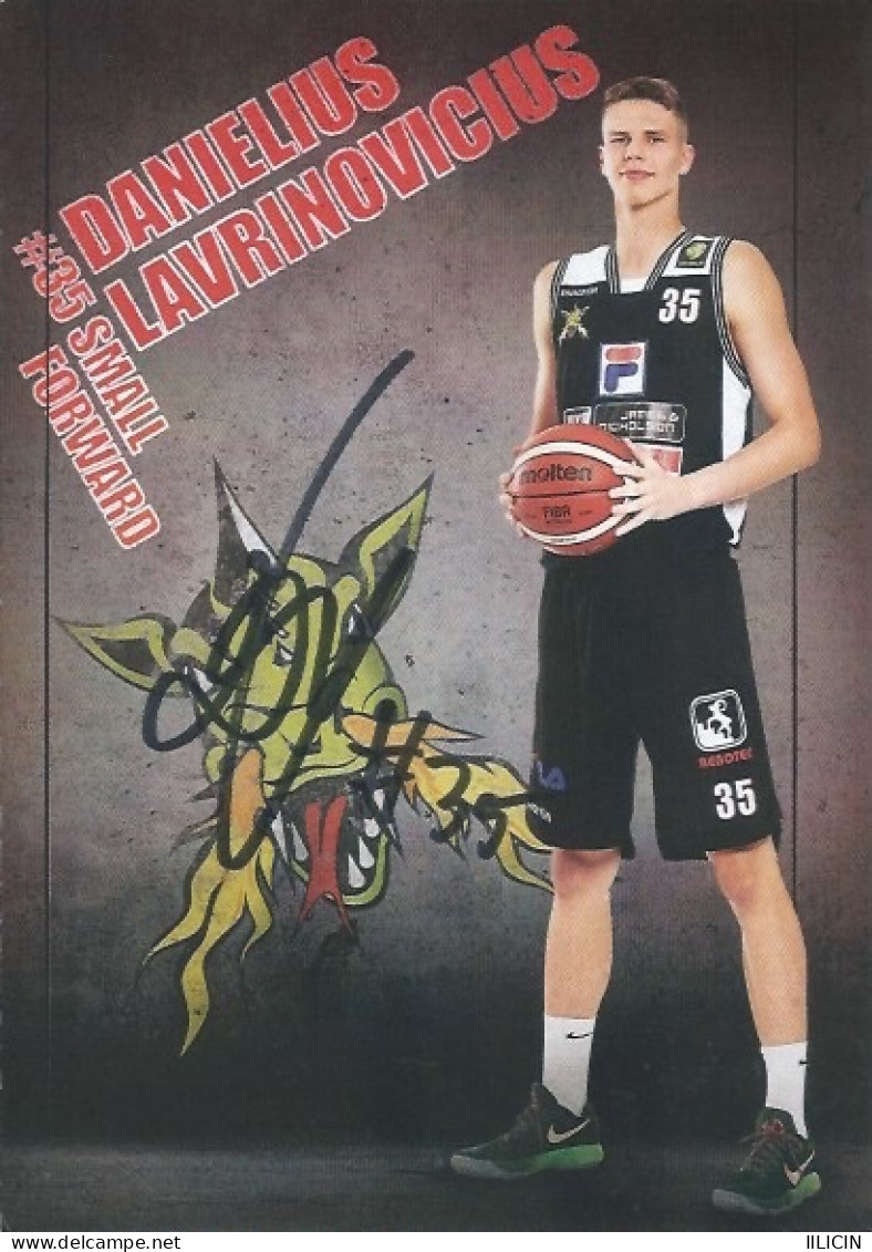 Trading Card KK000634 Basketball German Artland Dragons Quakenbrück 10.5x15cm HANDWRITTEN SIGNED Danielius Lavrinovicius - Habillement, Souvenirs & Autres