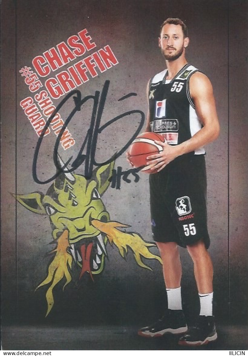 Trading Cards KK000635 - Basketball Germany Artland Dragons Quakenbrück 10.5cm X 15cm HANDWRITTEN SIGNED: Chase Griffin - Bekleidung, Souvenirs Und Sonstige