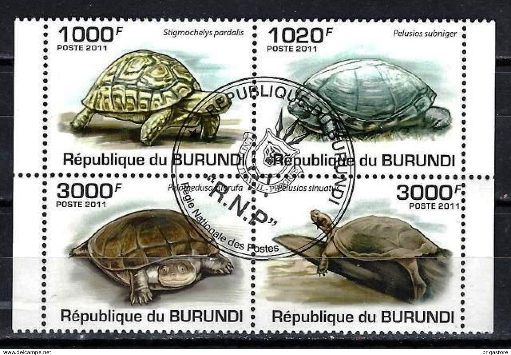 Burundi 2011 Animaux Tortues (173) Yvert N° Timbres Du Bloc 163 Oblitérés Used - Gebruikt