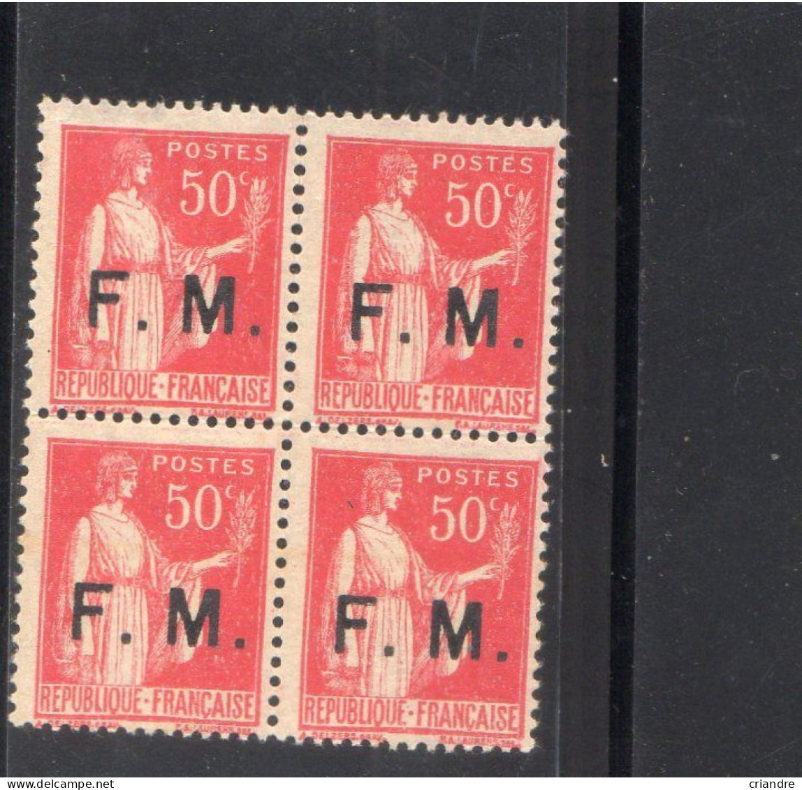 France Bloc De 4 Timbres De Franchise N° 7*( Gomme Altérée) - Sonstige & Ohne Zuordnung