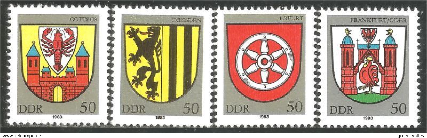 444 Germany DDR Armoiries Coat Arms Cottbus Dresden Erfurt Frankfurt MNH ** Neuf SC (DDR-51) - Sellos