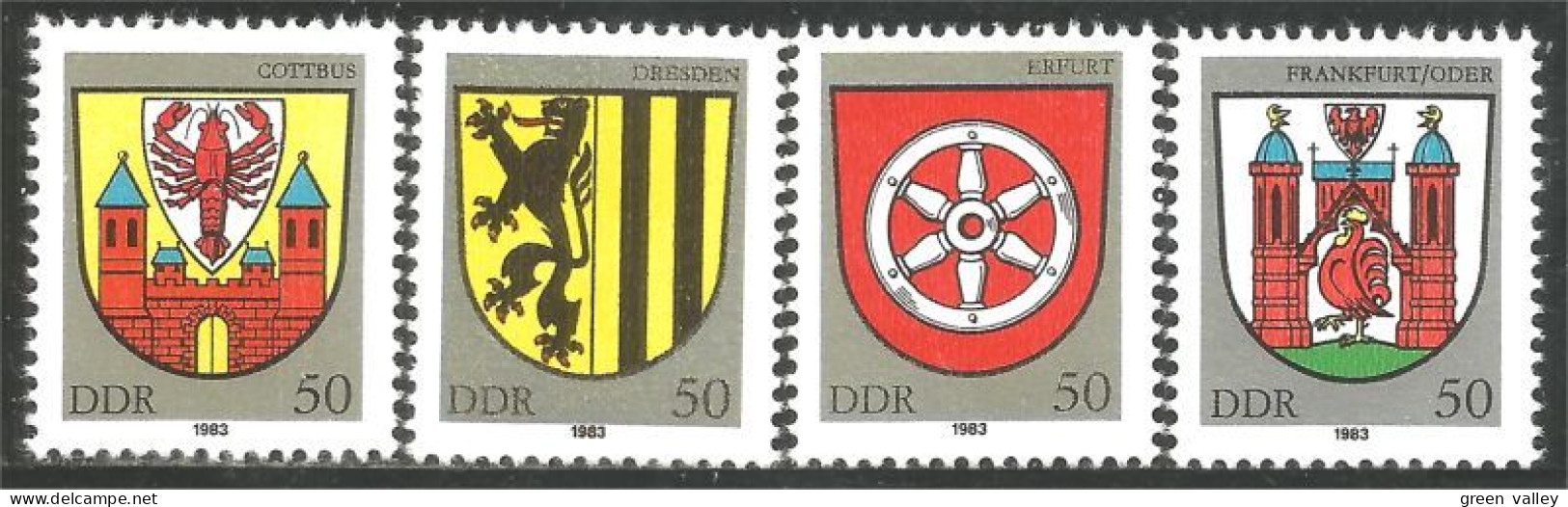 444 Germany DDR Armoiries Coat Arms Cottbus Dresden Erfurt Frankfurt MNH ** Neuf SC (DDR-51) - Postzegels