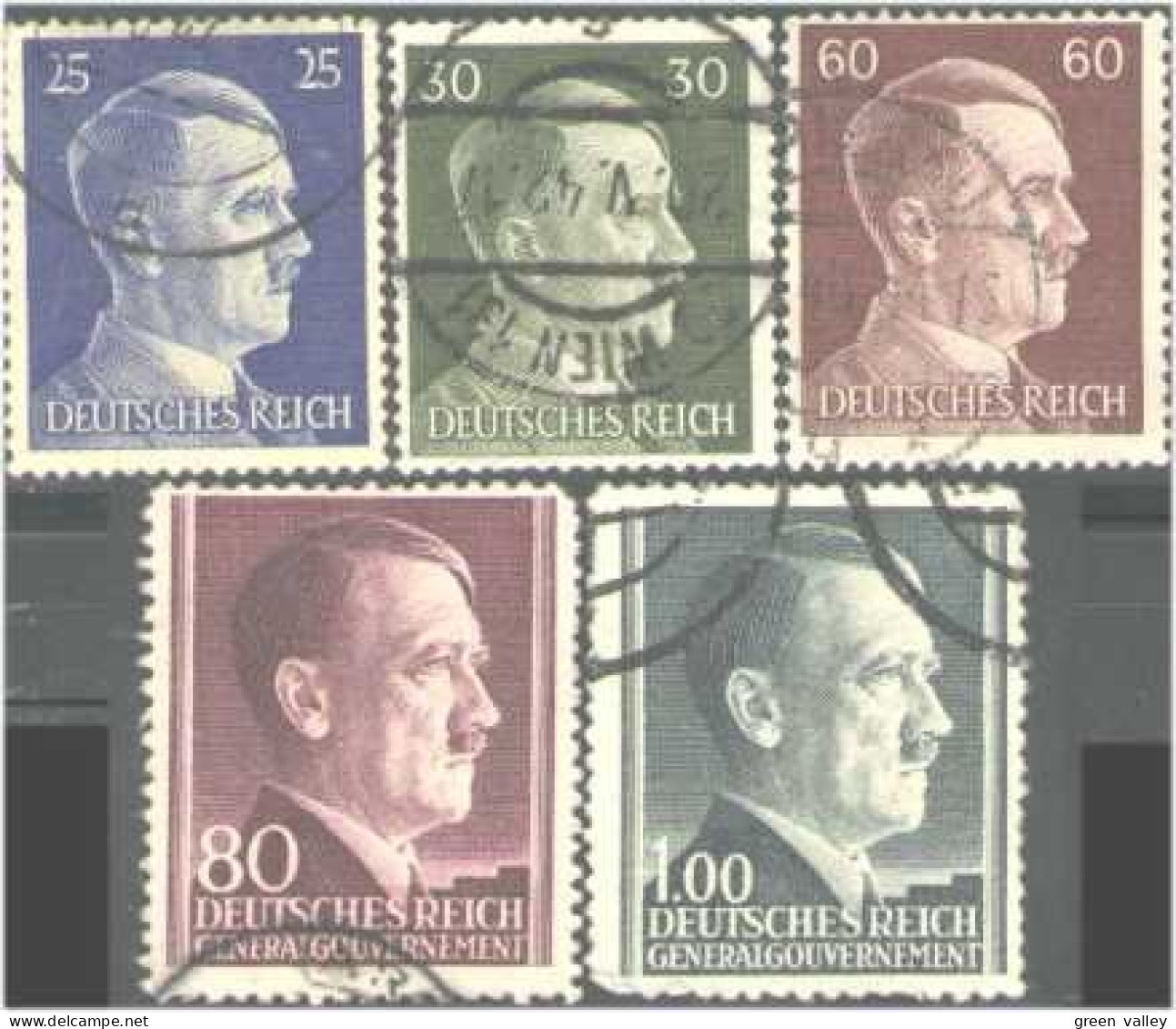 441 Allemagne Reich 1941-44 6 Timbres Hitler Stamps Poland Occupation Pologne (GNZ-35) - Militares