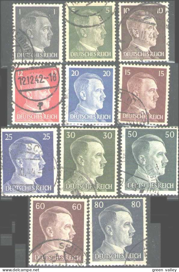 441 Allemagne Reich 1941-44 11 Timbres Hitler Stamps (GNZ-40) - Militares