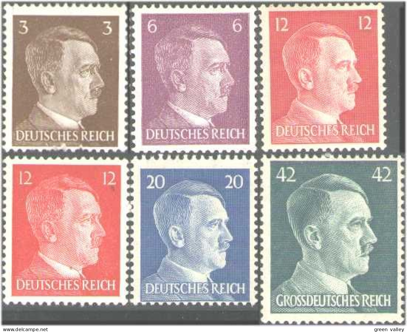 441 Allemagne Reich 1941-44 6 Timbres Hitler Stamps MH * Neuf (GNZ-33) - Militares