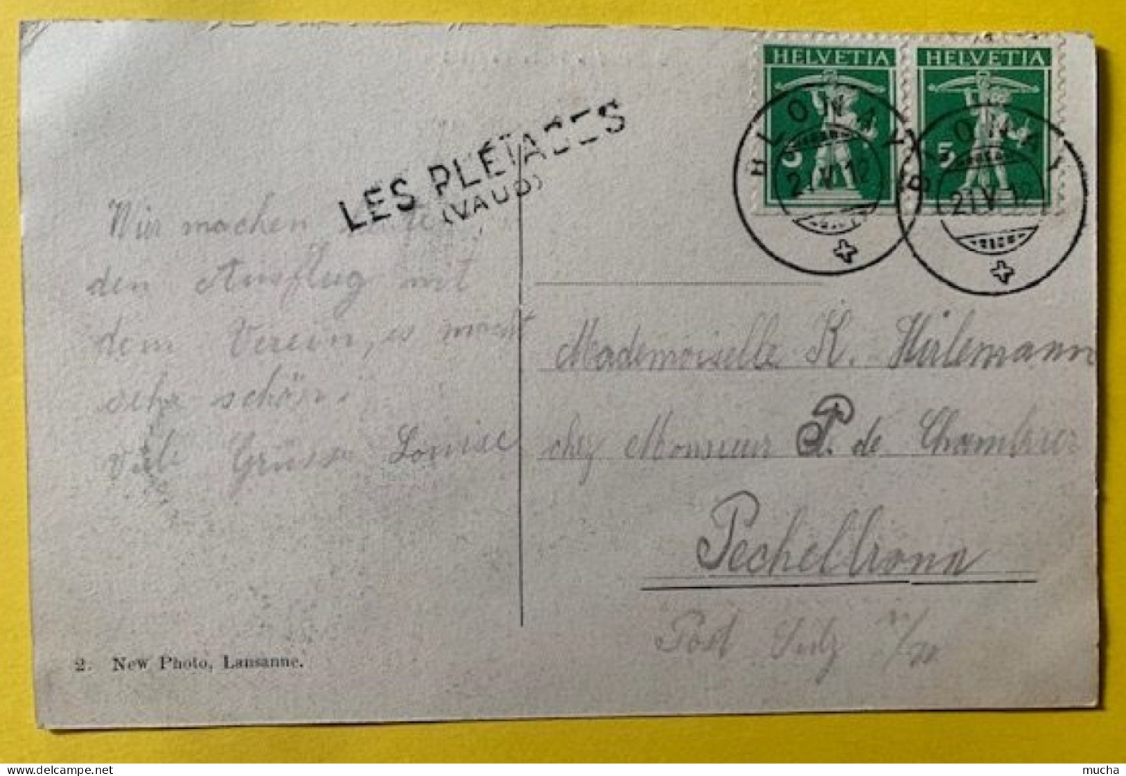 19975 -  Buffet Des Pléïades Blonay 21.05.1912 Cachet Linéaire Les Pléïades Vaud - Blonay - Saint-Légier