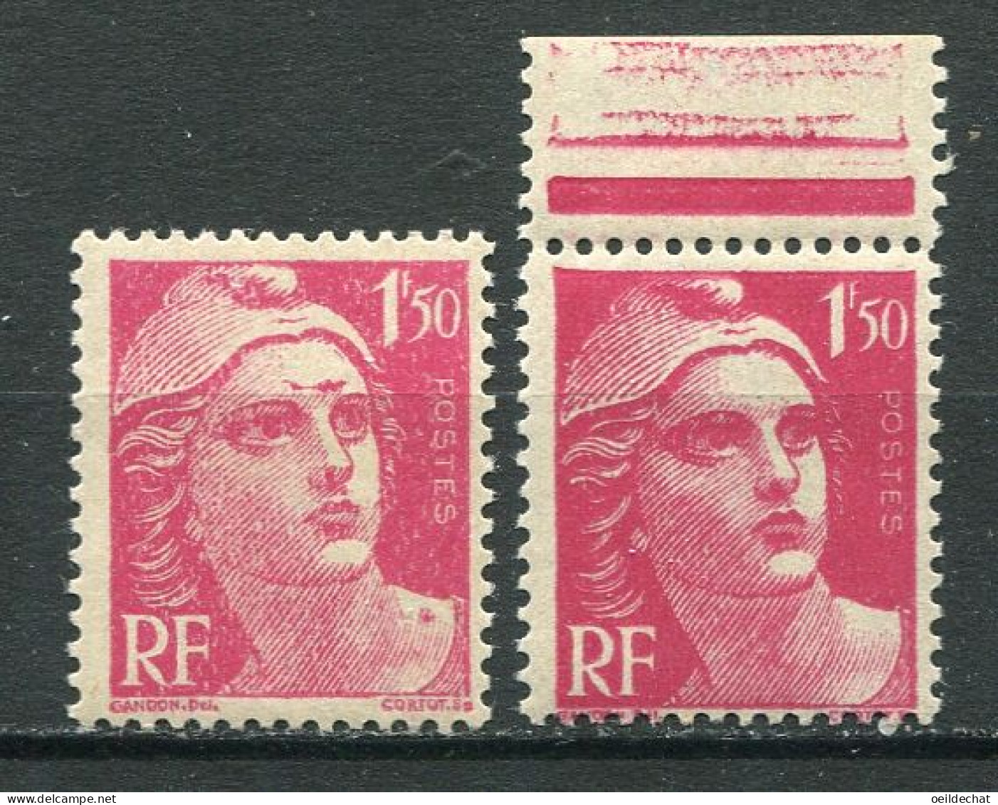 26357 FRANCE N°712** 1F 50 Marianne De Gandon : Taches Sur Le Front Et L'épaule + Normal (non Inclus) 1945  TB - Ungebraucht