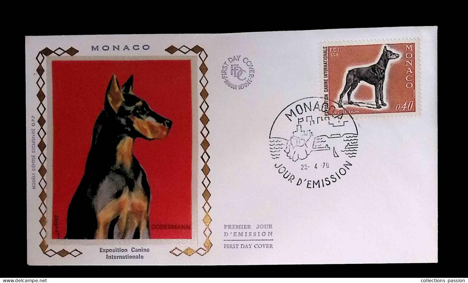 CL, FDC, Premier Jour, Monaco. A, Exposition Canine Internationale, 25-4-1970, Doberman - FDC