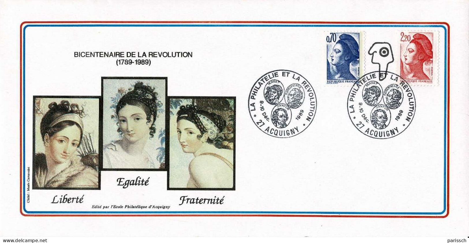 Enveloppe Bicentenaire De La Révolution - 1989 - ACQUIGNY - Franse Revolutie