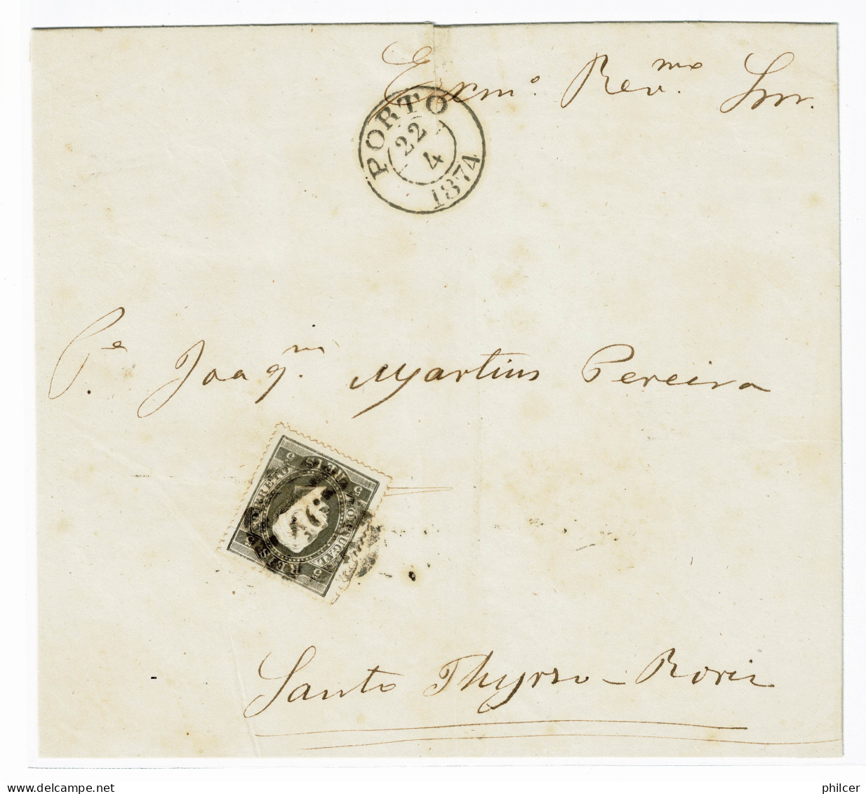 Portugal, 1876, # 36v Dent. 14, Tipo II, Para Santo Thyrso - Cartas & Documentos