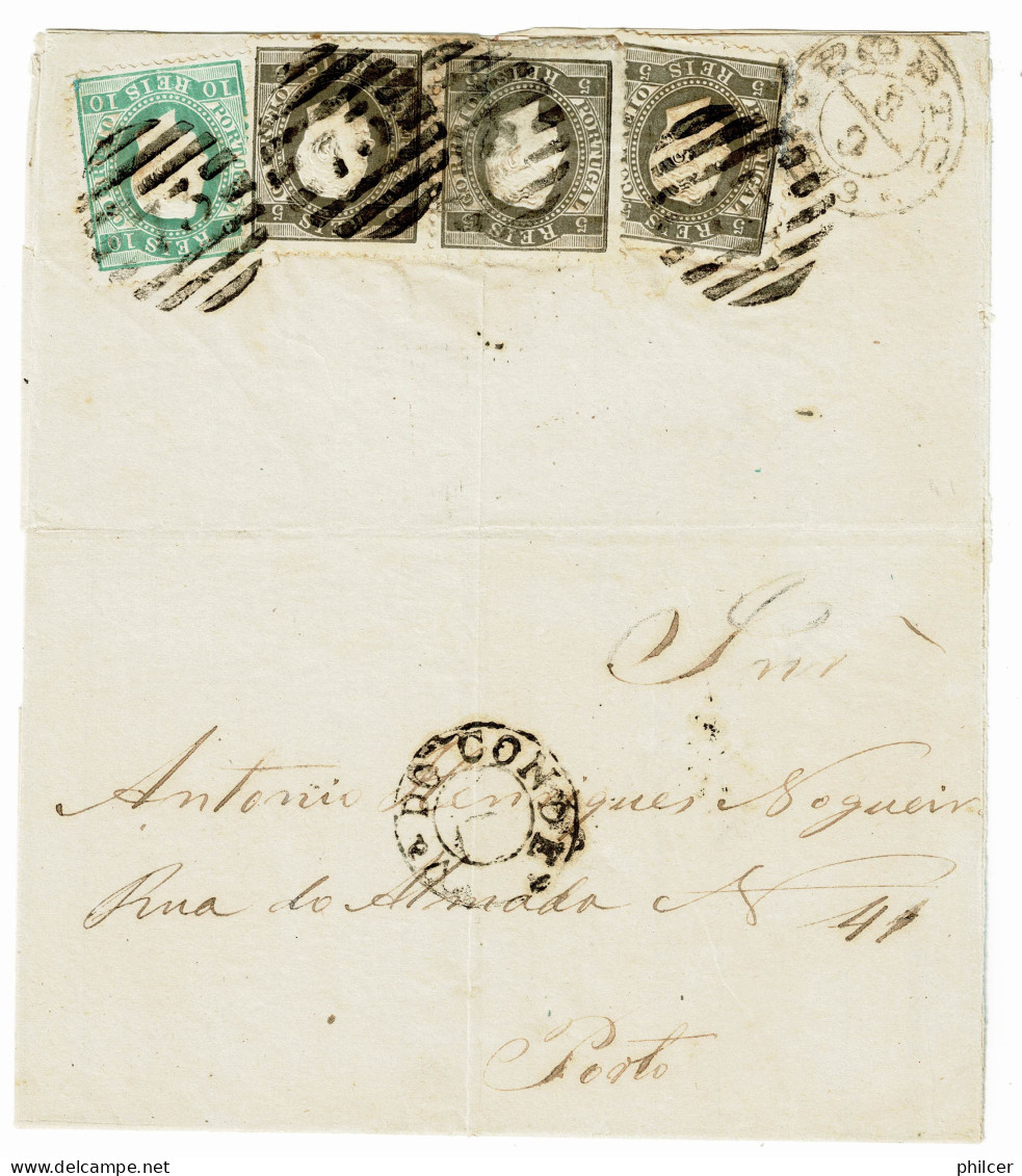 Portugal, 1879, # 36h Dent. 12 3/4, Tipo IX, Para O Porto - Lettres & Documents