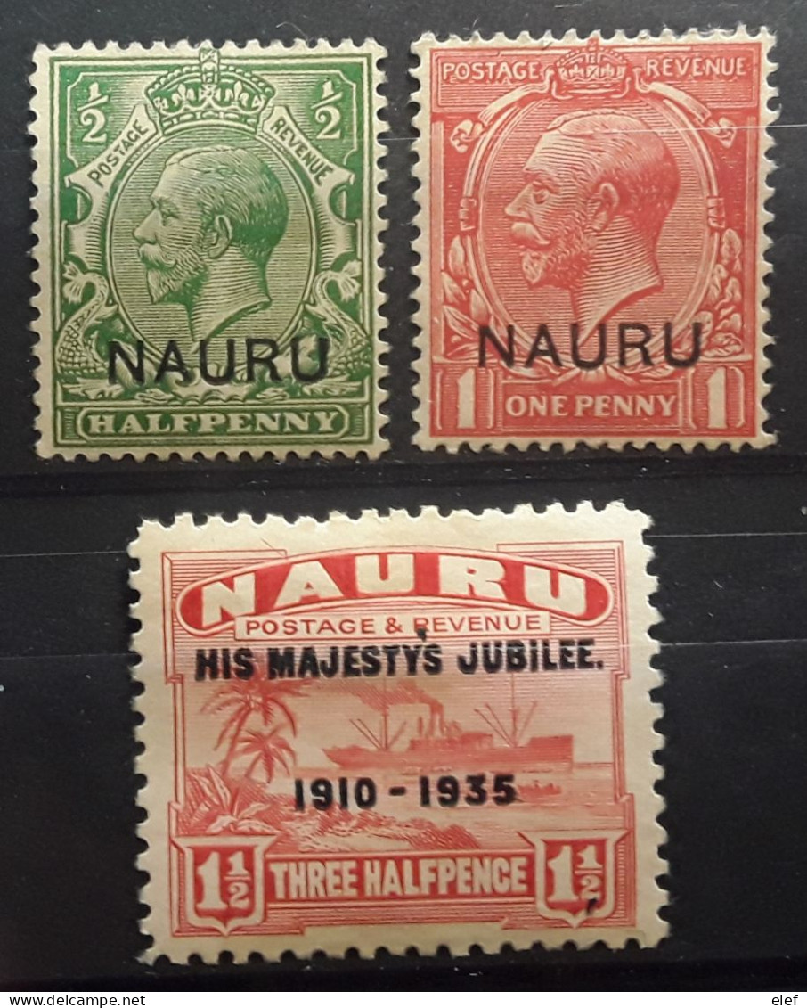 NAURU British Occupation 1916 - 1935, King George V,  3 Timbres Yvert 1,2,29, Neufs * MH TB - Nauru