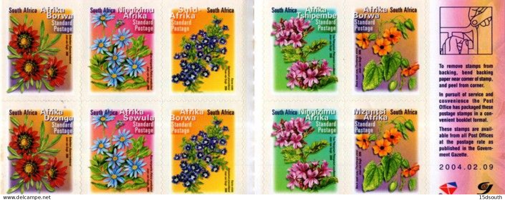 South Africa - 2004 7th Definitive Fauna And Flora SPR Flowers Booklet (**) (2004.02.09) # SG SB64b - Markenheftchen