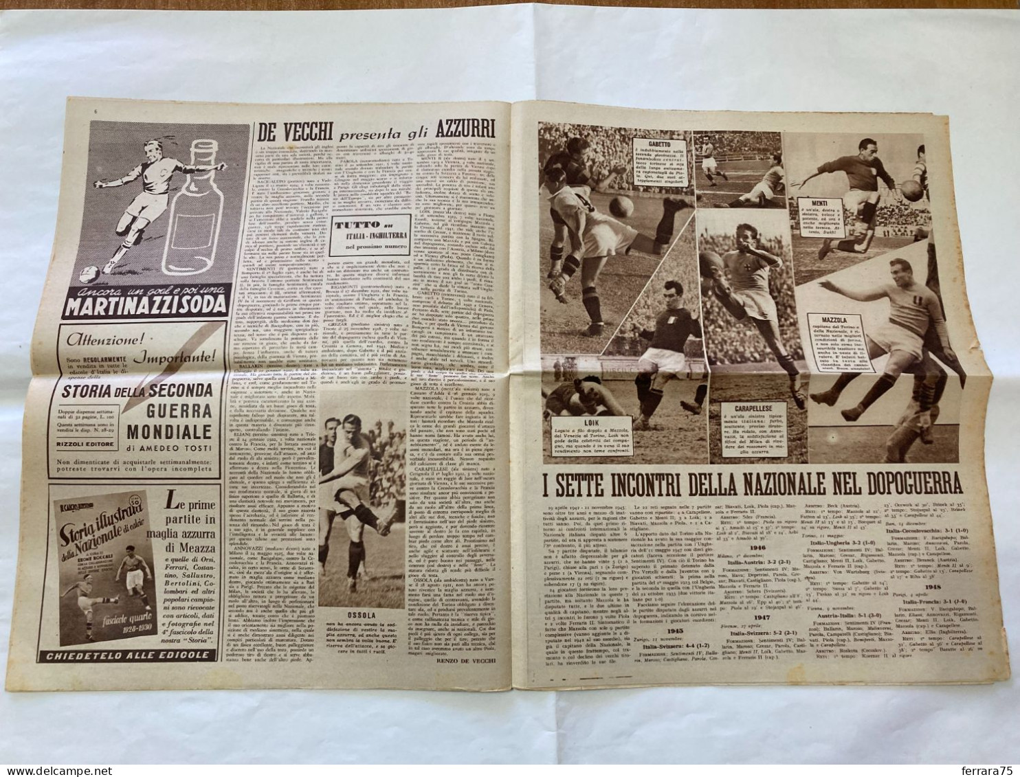 IL CALCIO ILLUSTRATO LA NAZIONALE- ITALIA-INGHILTERRA N.21 1948. - Sports